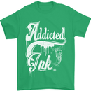 Addicted Ink Tattoo Tattooist Biker Art Mens T-Shirt Cotton Gildan Irish Green