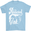Addicted Ink Tattoo Tattooist Biker Art Mens T-Shirt Cotton Gildan Light Blue
