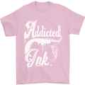 Addicted Ink Tattoo Tattooist Biker Art Mens T-Shirt Cotton Gildan Light Pink