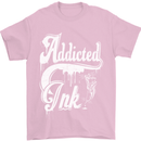 Addicted Ink Tattoo Tattooist Biker Art Mens T-Shirt Cotton Gildan Light Pink