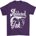 Addicted Ink Tattoo Tattooist Biker Art Mens T-Shirt Cotton Gildan Purple