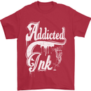 Addicted Ink Tattoo Tattooist Biker Art Mens T-Shirt Cotton Gildan Red