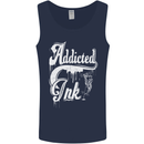 Addicted Ink Tattoo Tattooist Biker Art Mens Vest Tank Top Navy Blue