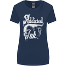 Addicted Ink Tattoo Tattooist Biker Art Womens Wider Cut T-Shirt Navy Blue
