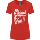 Addicted Ink Tattoo Tattooist Biker Art Womens Wider Cut T-Shirt Red