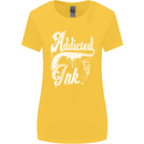 Addicted Ink Tattoo Tattooist Biker Art Womens Wider Cut T-Shirt Yellow