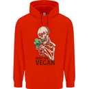 Addicted Vegan Skeleton Eating Vegetables Childrens Kids Hoodie Bright Red