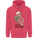 Addicted Vegan Skeleton Eating Vegetables Childrens Kids Hoodie Heliconia