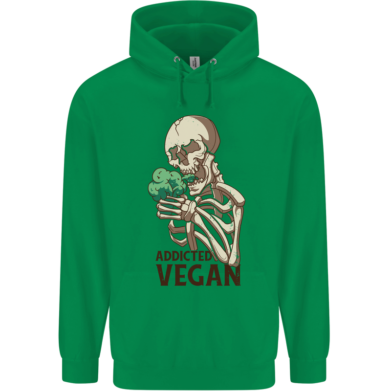 Addicted Vegan Skeleton Eating Vegetables Childrens Kids Hoodie Irish Green