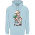Addicted Vegan Skeleton Eating Vegetables Childrens Kids Hoodie Light Blue