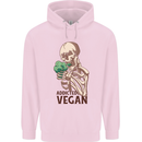 Addicted Vegan Skeleton Eating Vegetables Childrens Kids Hoodie Light Pink