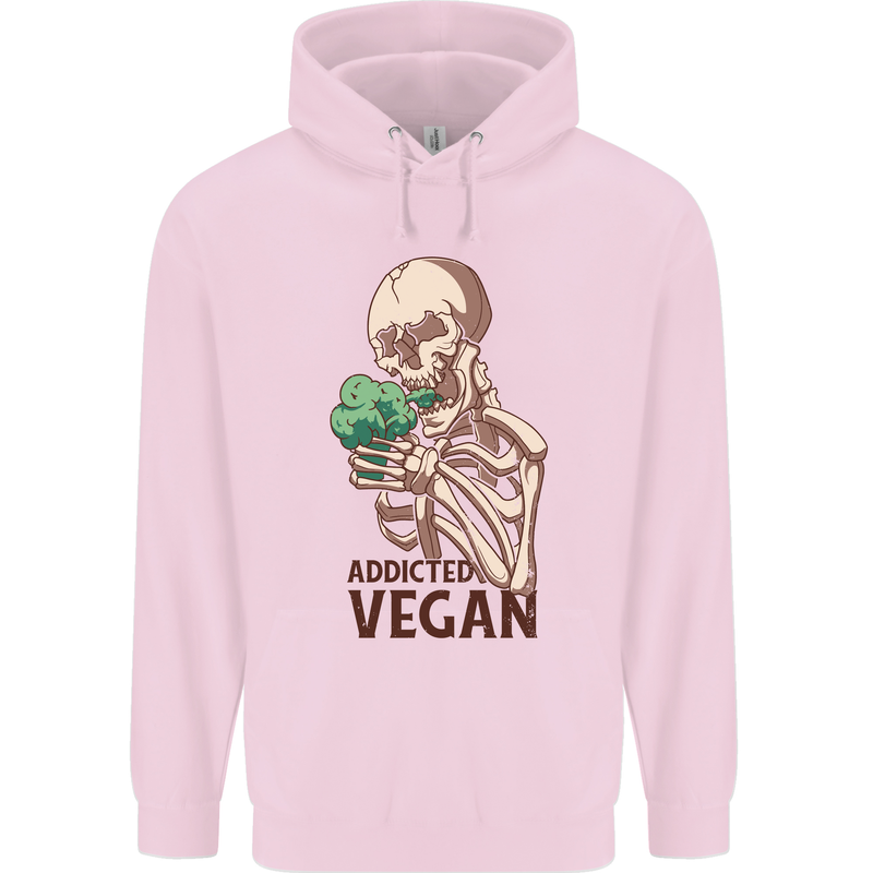 Addicted Vegan Skeleton Eating Vegetables Childrens Kids Hoodie Light Pink