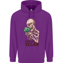 Addicted Vegan Skeleton Eating Vegetables Childrens Kids Hoodie Purple