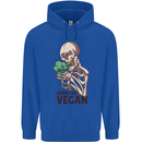 Addicted Vegan Skeleton Eating Vegetables Childrens Kids Hoodie Royal Blue
