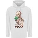 Addicted Vegan Skeleton Eating Vegetables Childrens Kids Hoodie White