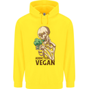 Addicted Vegan Skeleton Eating Vegetables Childrens Kids Hoodie Yellow