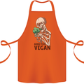 Addicted Vegan Skeleton Eating Vegetables Cotton Apron 100% Organic Orange