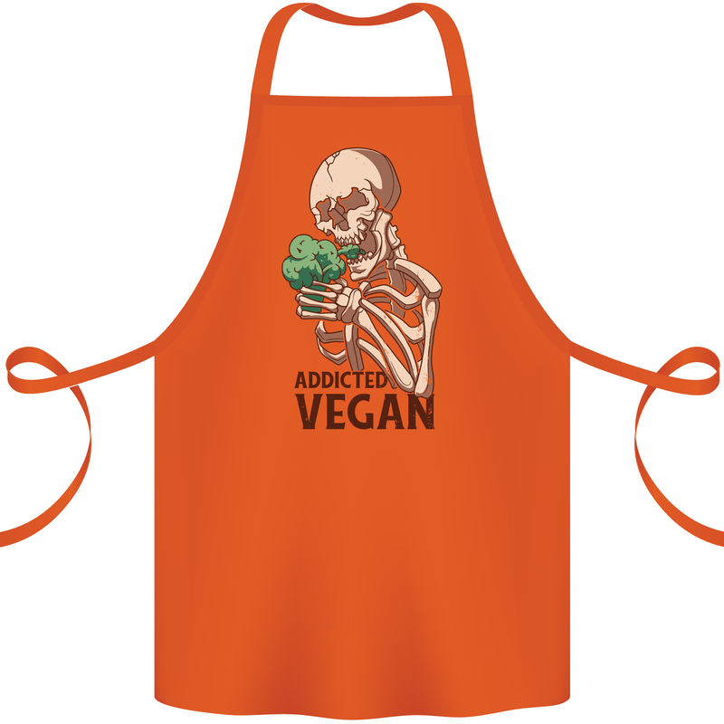 Addicted Vegan Skeleton Eating Vegetables Cotton Apron 100% Organic Orange