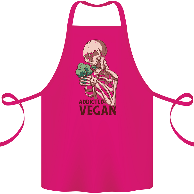 Addicted Vegan Skeleton Eating Vegetables Cotton Apron 100% Organic Pink