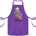 Addicted Vegan Skeleton Eating Vegetables Cotton Apron 100% Organic Purple