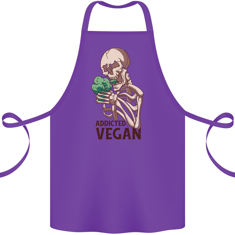 Addicted Vegan Skeleton Eating Vegetables Cotton Apron 100% Organic Purple