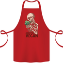 Addicted Vegan Skeleton Eating Vegetables Cotton Apron 100% Organic Red
