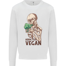 Addicted Vegan Skeleton Eating Vegetables Kids Sweatshirt Jumper White