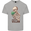 Addicted Vegan Skeleton Eating Vegetables Kids T-Shirt Childrens Sports Grey