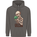 Addicted Vegan Skeleton Eating Vegetables Mens 80% Cotton Hoodie Charcoal