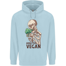 Addicted Vegan Skeleton Eating Vegetables Mens 80% Cotton Hoodie Light Blue
