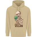 Addicted Vegan Skeleton Eating Vegetables Mens 80% Cotton Hoodie Sand