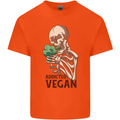 Addicted Vegan Skeleton Eating Vegetables Mens Cotton T-Shirt Tee Top Orange