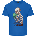 Addicted Vegan Skeleton Eating Vegetables Mens Cotton T-Shirt Tee Top Royal Blue