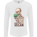 Addicted Vegan Skeleton Eating Vegetables Mens Long Sleeve T-Shirt White