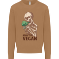 Addicted Vegan Skeleton Eating Vegetables Mens Sweatshirt Jumper Caramel Latte