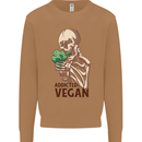 Addicted Vegan Skeleton Eating Vegetables Mens Sweatshirt Jumper Caramel Latte