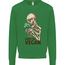 Addicted Vegan Skeleton Eating Vegetables Mens Sweatshirt Jumper Irish Green