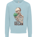 Addicted Vegan Skeleton Eating Vegetables Mens Sweatshirt Jumper Light Blue