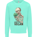 Addicted Vegan Skeleton Eating Vegetables Mens Sweatshirt Jumper Peppermint