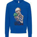 Addicted Vegan Skeleton Eating Vegetables Mens Sweatshirt Jumper Royal Blue