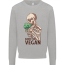 Addicted Vegan Skeleton Eating Vegetables Mens Sweatshirt Jumper Sports Grey