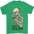 Addicted Vegan Skeleton Eating Vegetables Mens T-Shirt 100% Cotton Irish Green