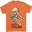 Addicted Vegan Skeleton Eating Vegetables Mens T-Shirt 100% Cotton Orange