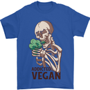 Addicted Vegan Skeleton Eating Vegetables Mens T-Shirt 100% Cotton Royal Blue