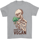 Addicted Vegan Skeleton Eating Vegetables Mens T-Shirt 100% Cotton Sports Grey