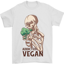 Addicted Vegan Skeleton Eating Vegetables Mens T-Shirt 100% Cotton White