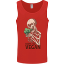 Addicted Vegan Skeleton Eating Vegetables Mens Vest Tank Top Red