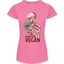 Addicted Vegan Skeleton Eating Vegetables Womens Petite Cut T-Shirt Azalea