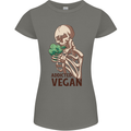 Addicted Vegan Skeleton Eating Vegetables Womens Petite Cut T-Shirt Charcoal