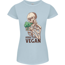 Addicted Vegan Skeleton Eating Vegetables Womens Petite Cut T-Shirt Light Blue